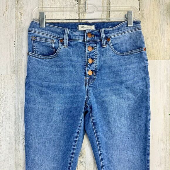 Madewell Women 9" Mid-Rise Skinny Crop Jeans Button Front 29 - Picture 3 of 9